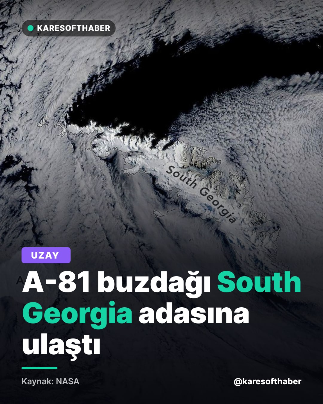 A-81 buzdağı South Georgia adasına ulaştı