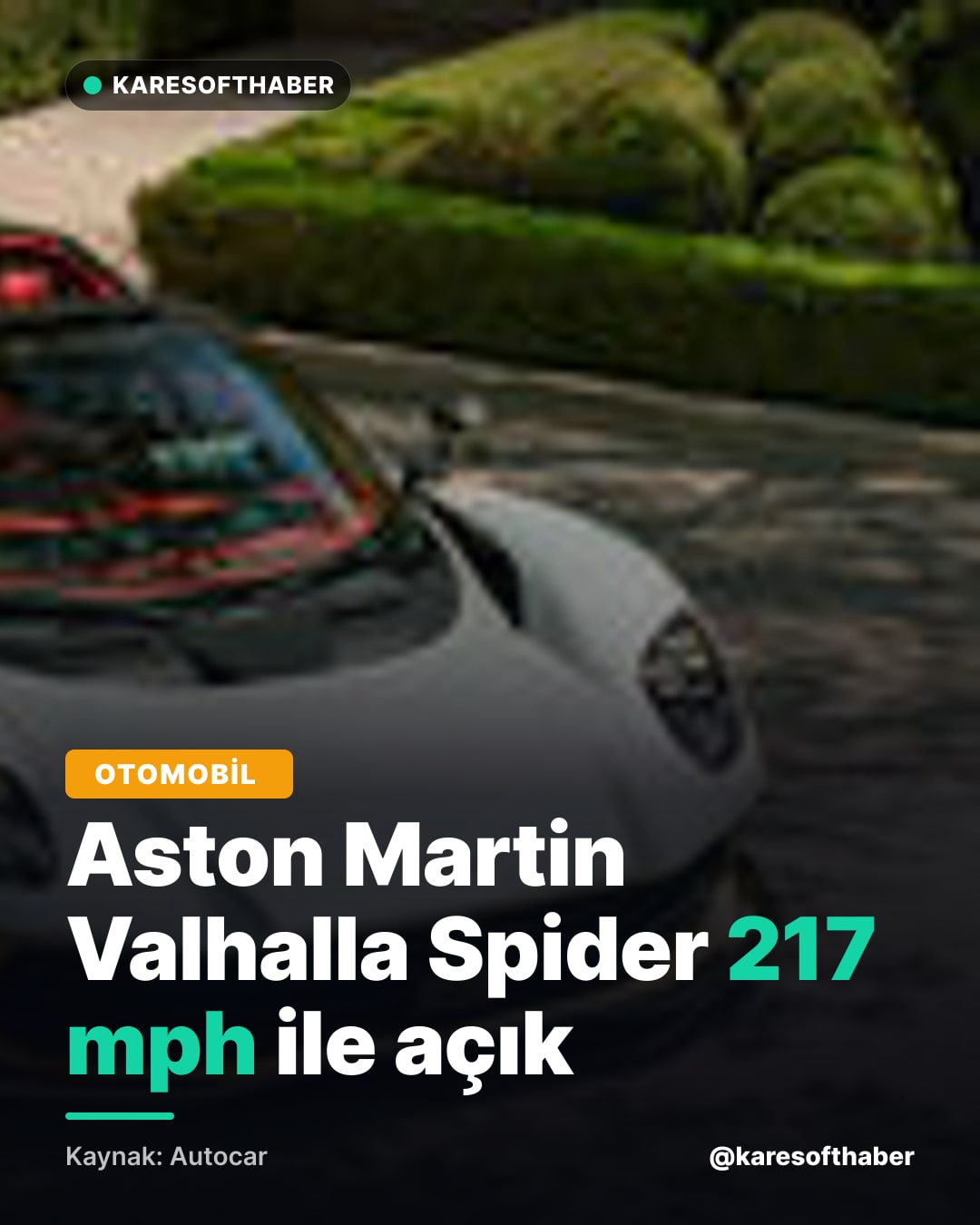 Aston Martin Valhalla Spider 217 mph ile açık