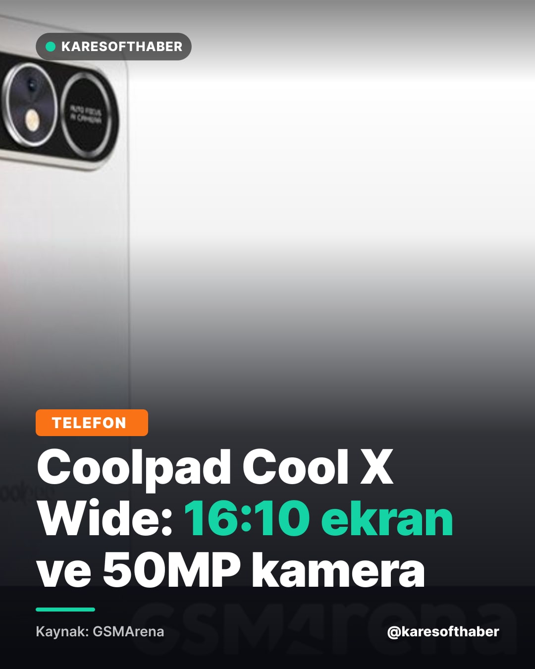 Coolpad Cool X Wide: 16:10 ekran ve 50MP kamera