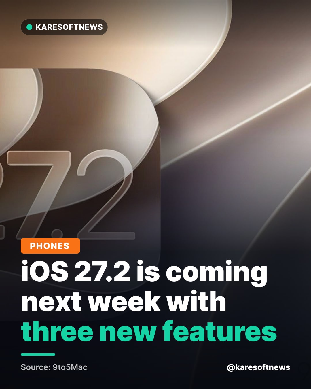 iOS 27.2 is coming next week with three new features