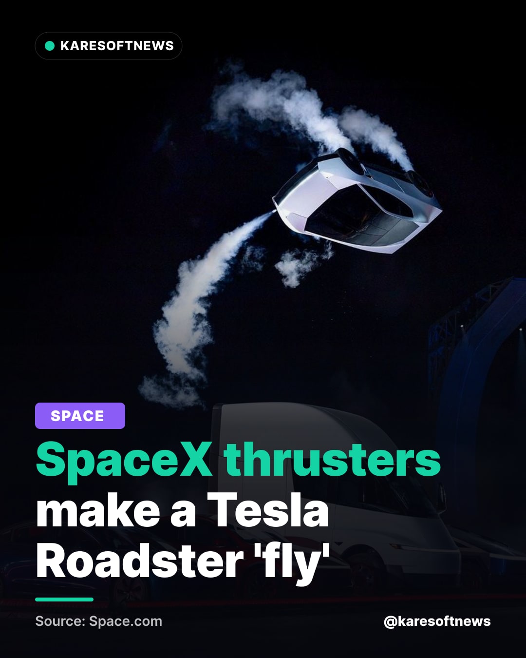 SpaceX thrusters make a Tesla Roadster 'fly'
