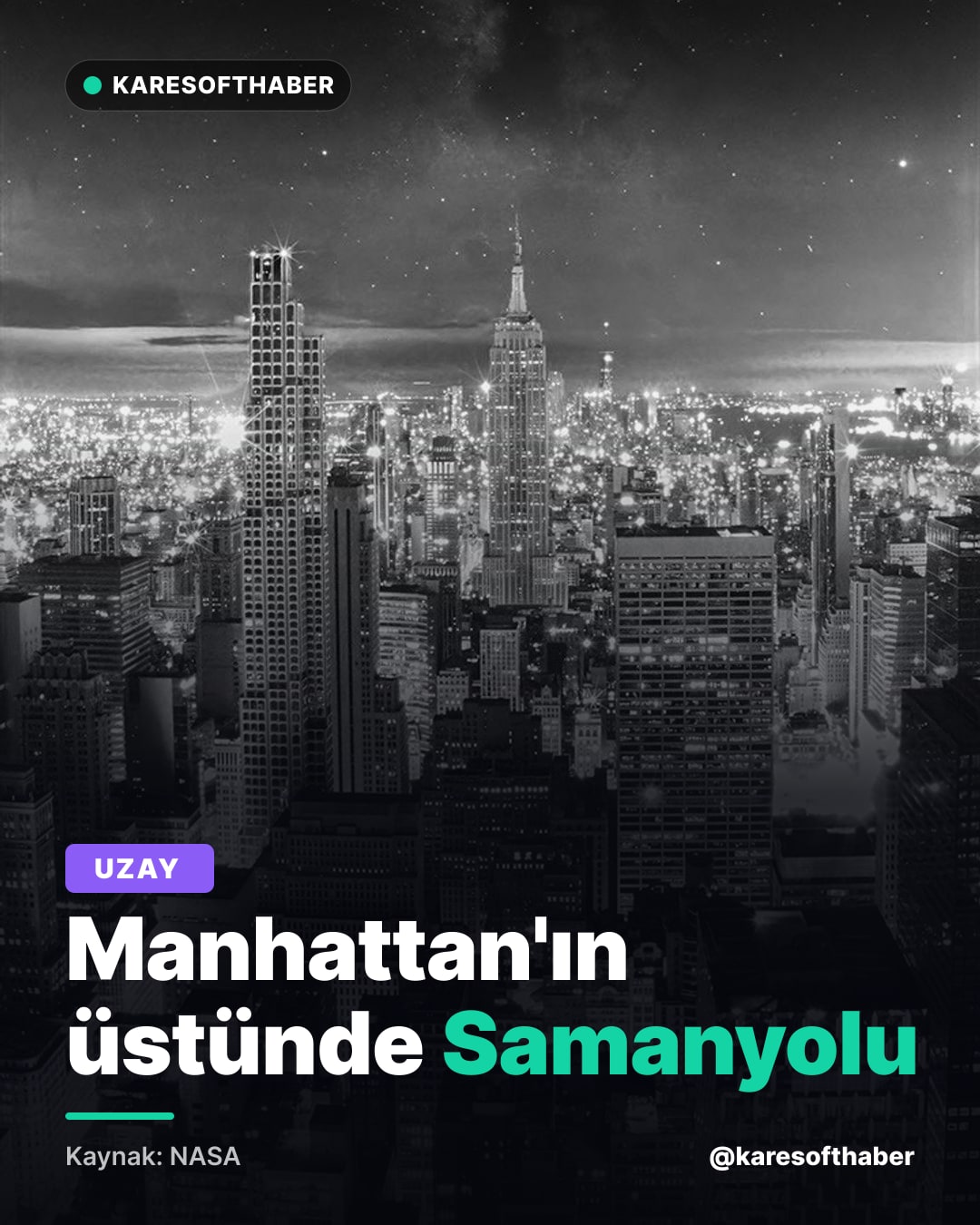Manhattan'ın üstünde Samanyolu