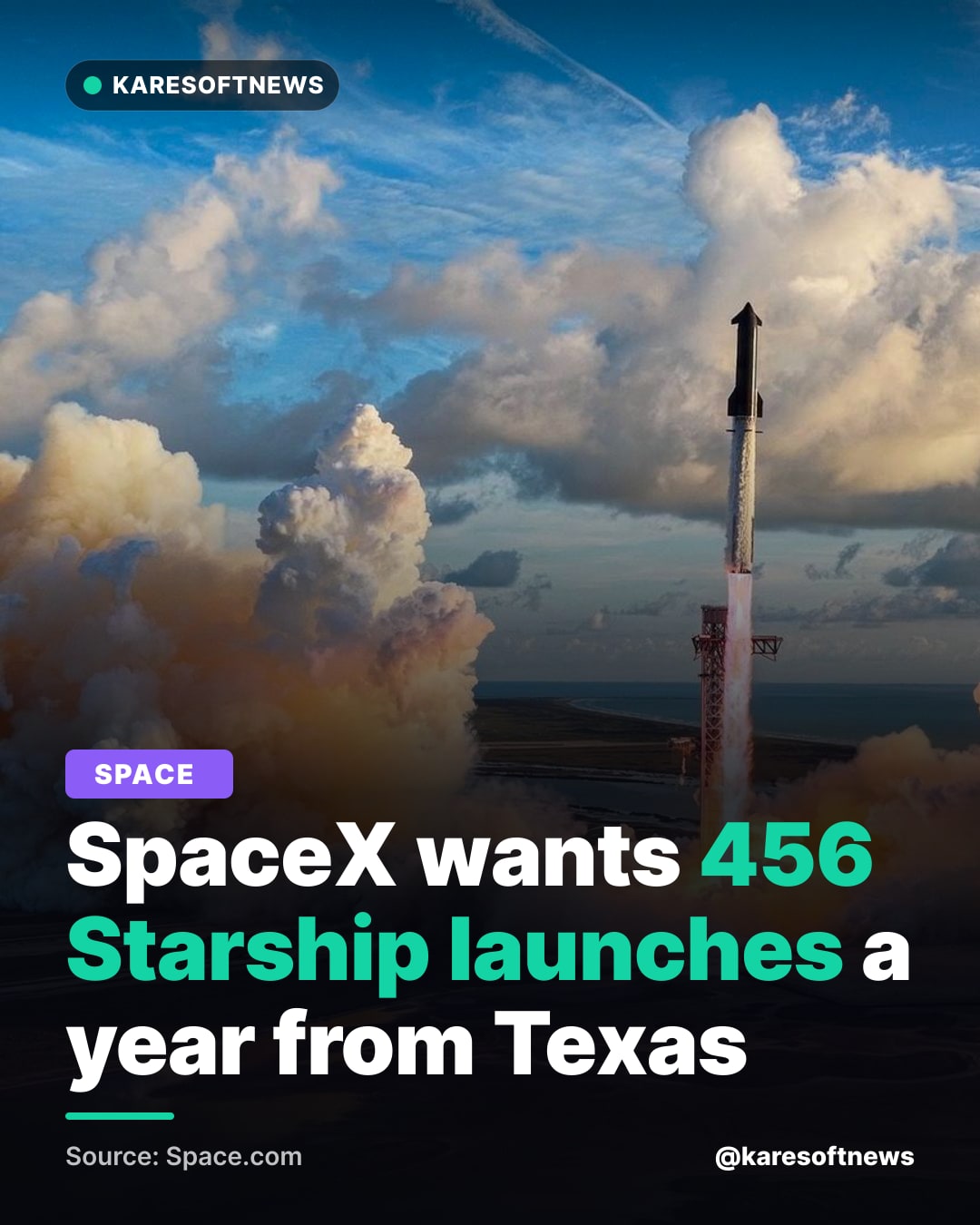 SpaceX wants 456 Starship launches a year from Texas