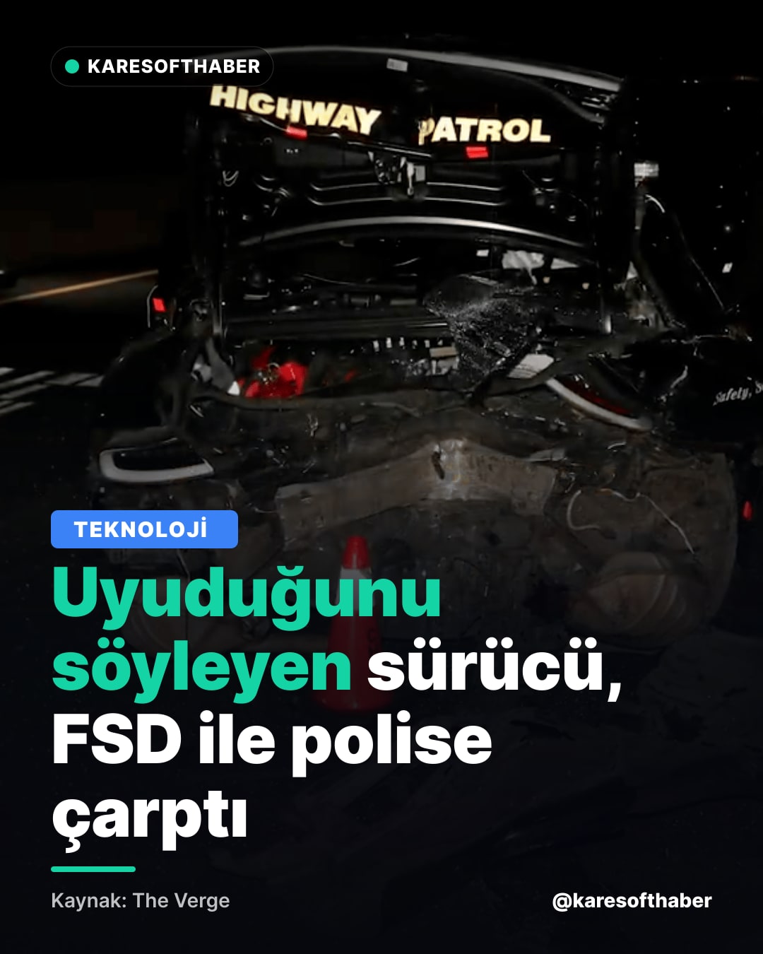 Uyuduğunu söyleyen sürücü, FSD ile polise çarptı