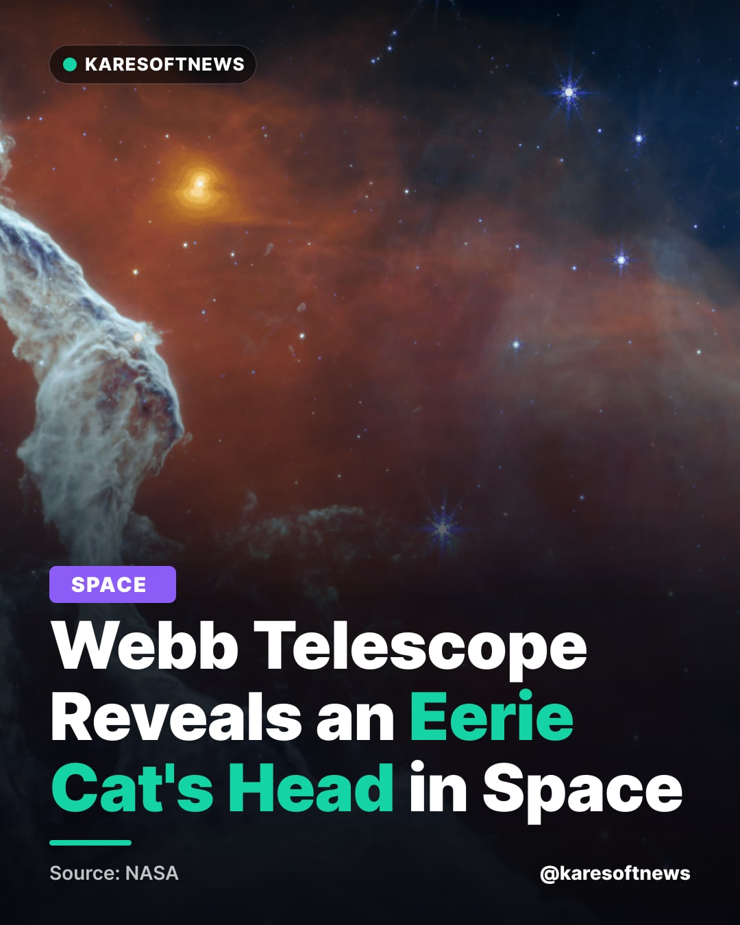 Webb Telescope Reveals an Eerie Cat's Head in Space