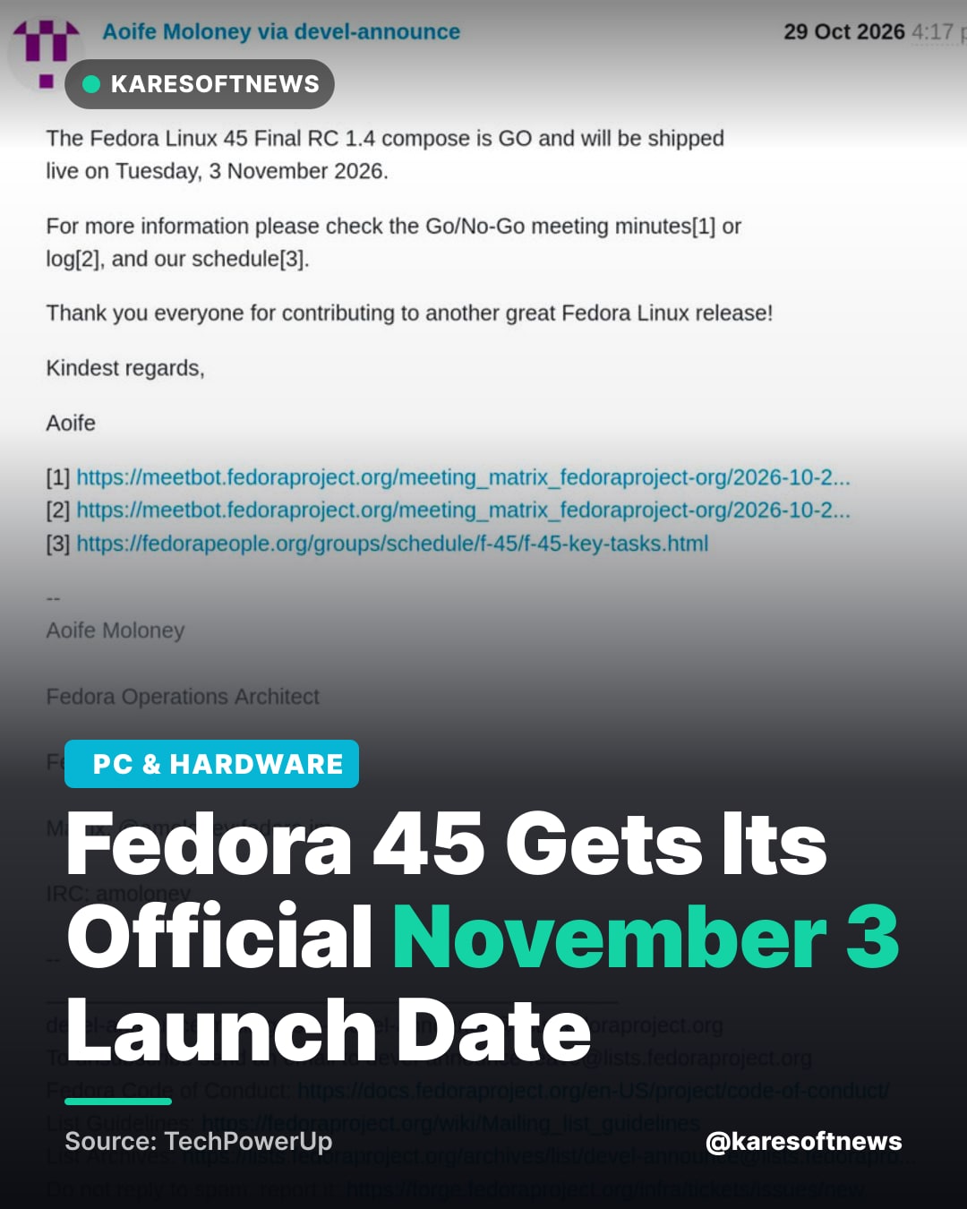 Fedora 45 Gets Its Official November 3 Launch Date