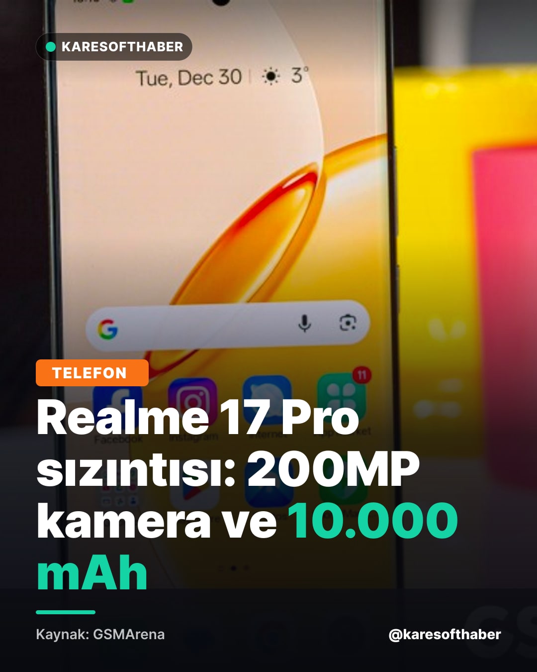 Realme 17 Pro sızıntısı: 200MP kamera ve 10.000 mAh