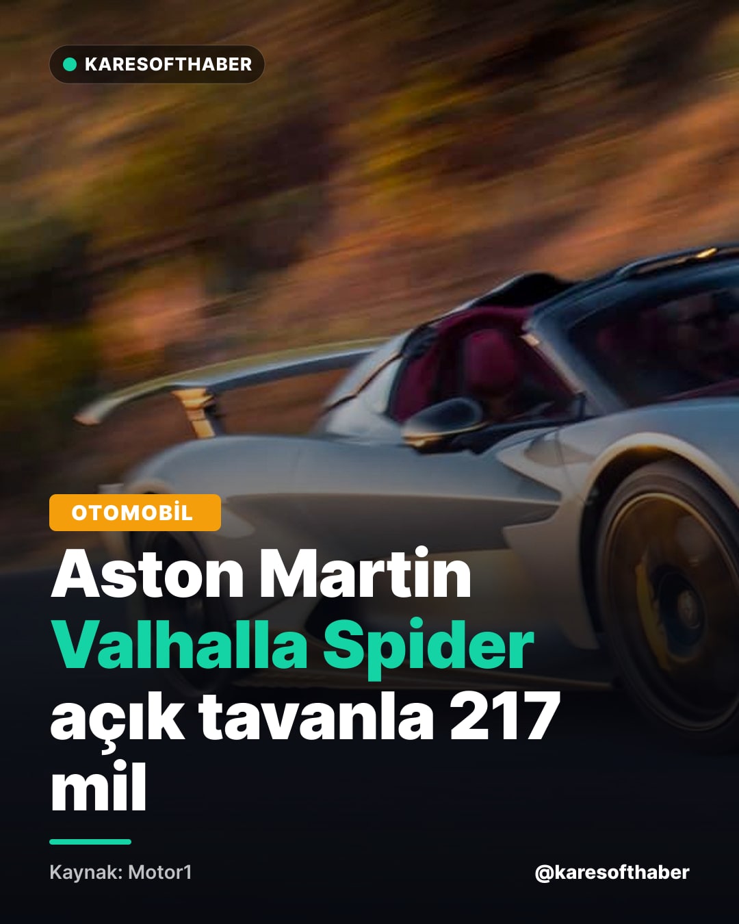 Aston Martin Valhalla Spider açık tavanla 217 mil