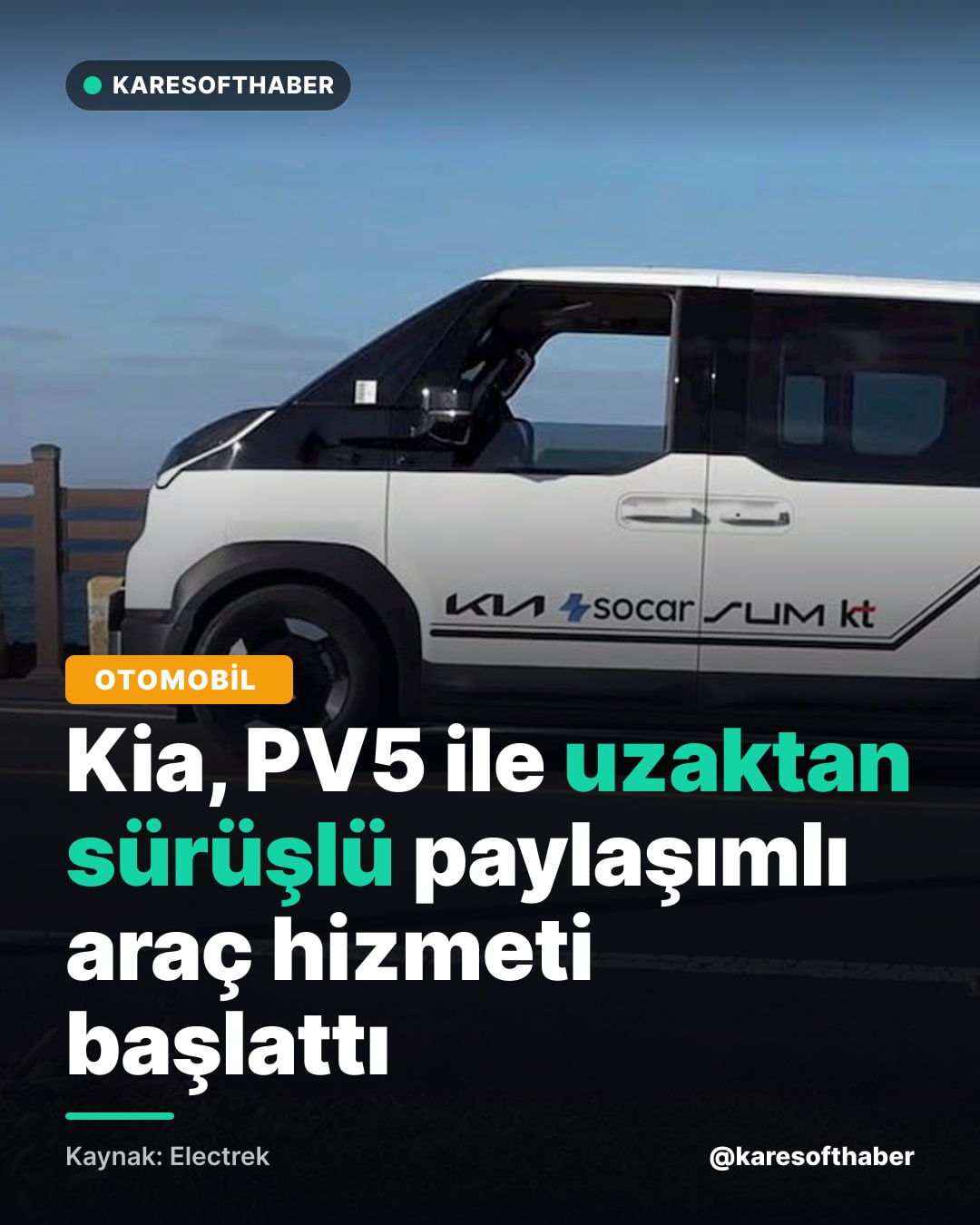 Kia, PV5 ile uzaktan sürüşlü paylaşımlı araç hizmeti başlattı