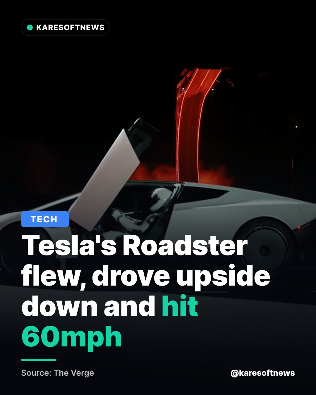Tesla's Roadster flew, drove upside down and hit 60mph