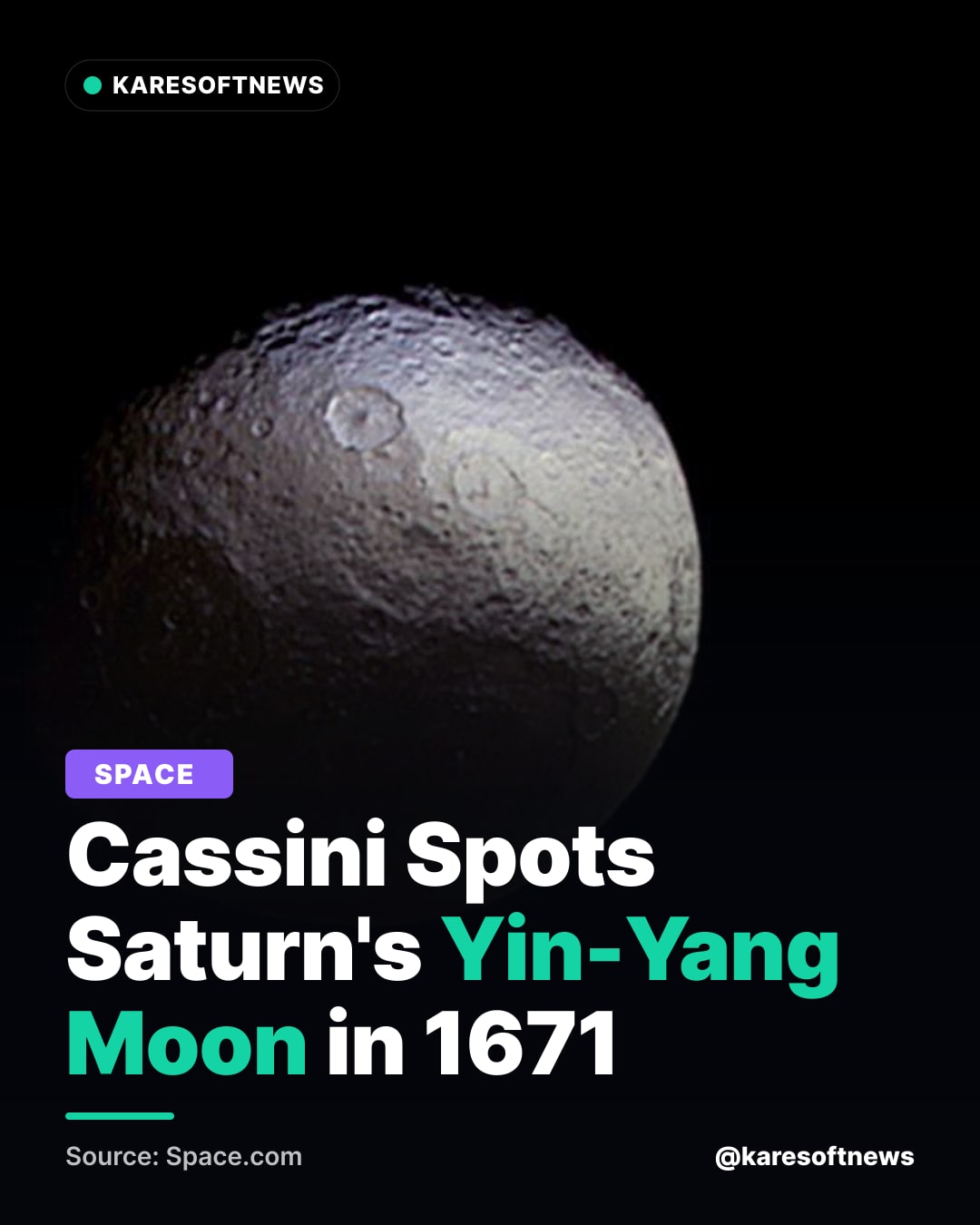 Cassini Spots Saturn's Yin-Yang Moon in 1671