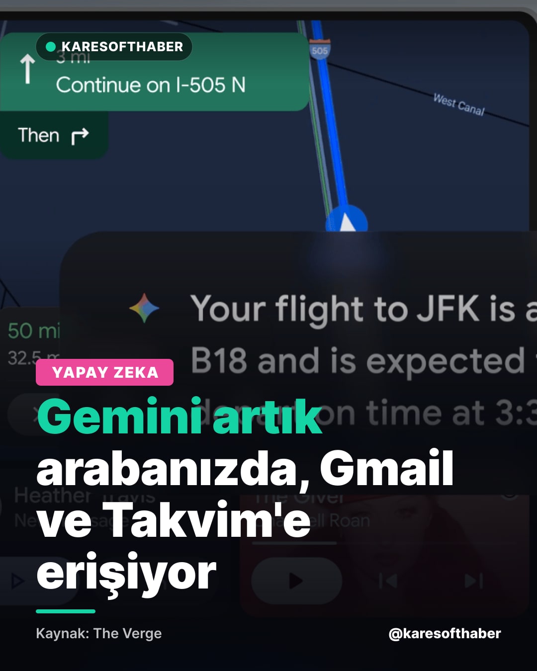 Gemini artık arabanızda, Gmail ve Takvim'e erişiyor