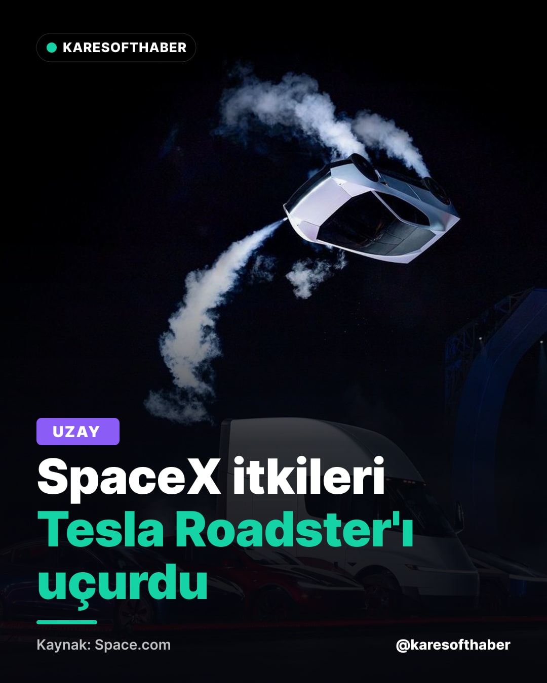 SpaceX itkileri Tesla Roadster'ı uçurdu