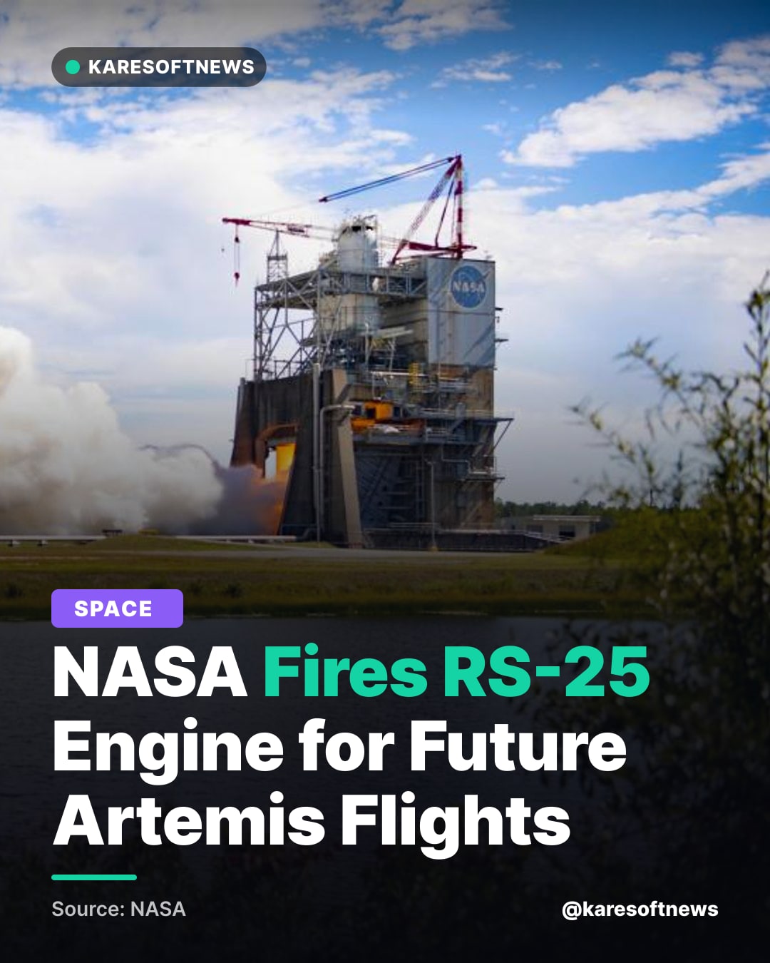 NASA Fires RS-25 Engine for Future Artemis Flights