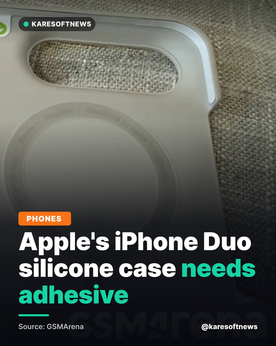 Apple's iPhone Duo silicone case needs adhesive