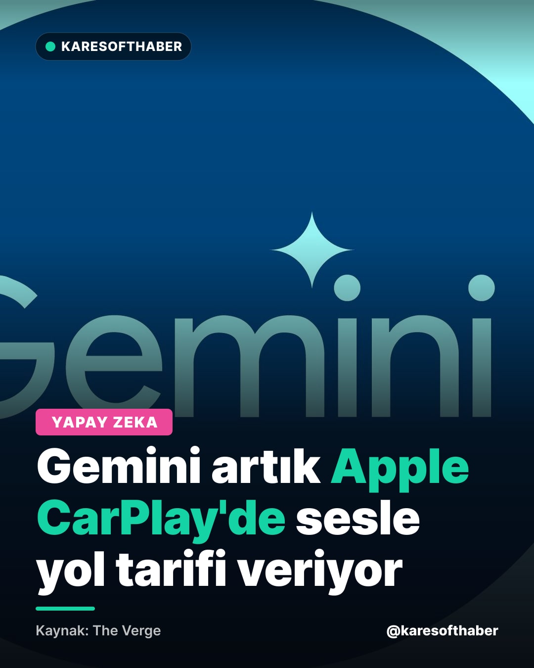 Gemini artık Apple CarPlay'de sesle yol tarifi veriyor