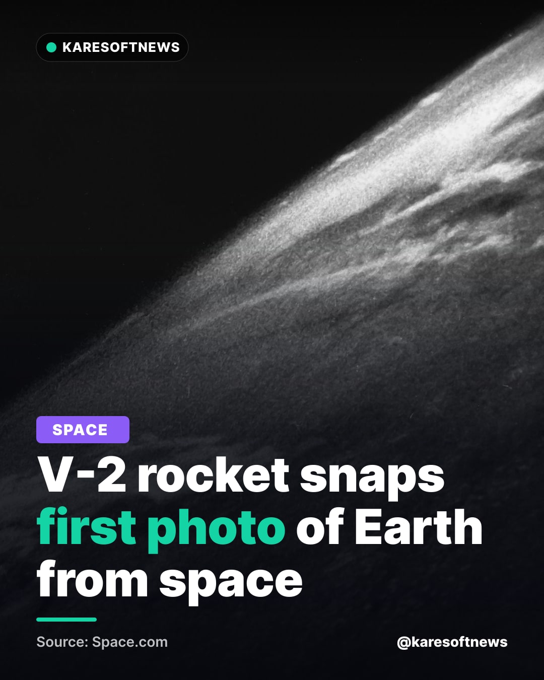 V-2 rocket snaps first photo of Earth from space