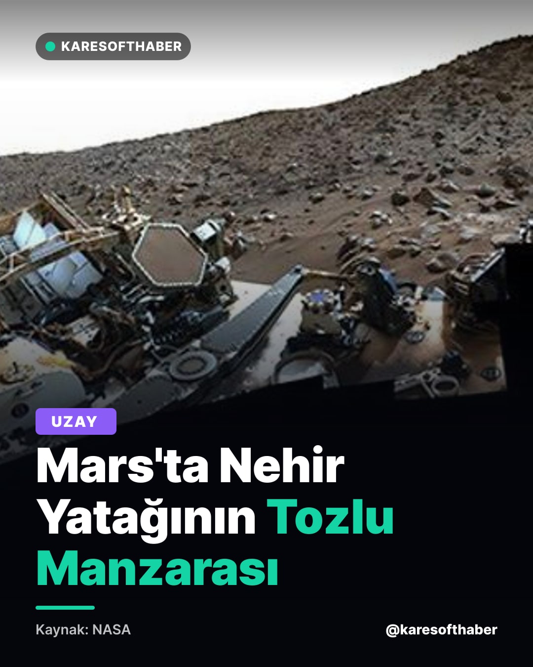 Mars'ta Nehir Yatağının Tozlu Manzarası