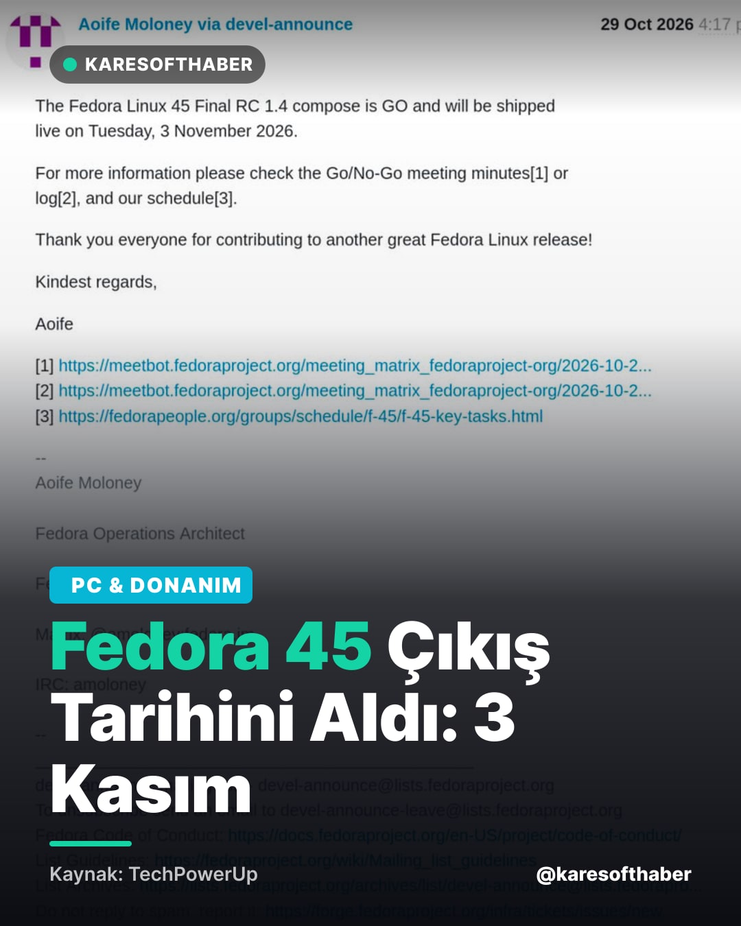 Fedora 45 Çıkış Tarihini Aldı: 3 Kasım